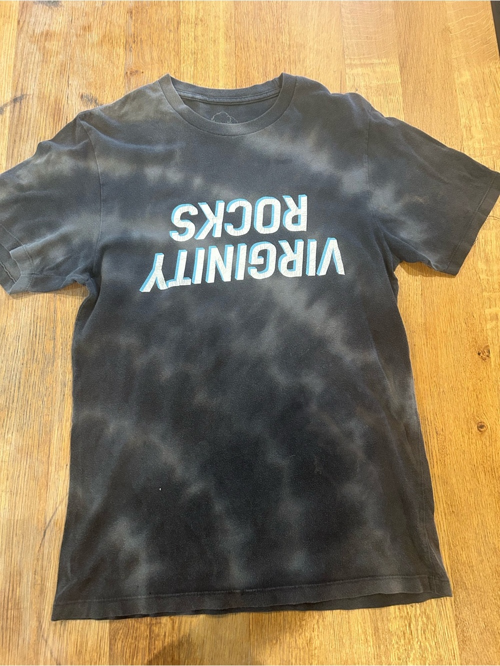 Black Tie-Dye Short Sleeve Graphic Tee - "VIRGINITY ROCKS"